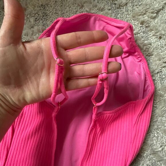 Show Me Your MuMu High Neck Pink Ribbed Body Suit Size M - Picture 7 of 7